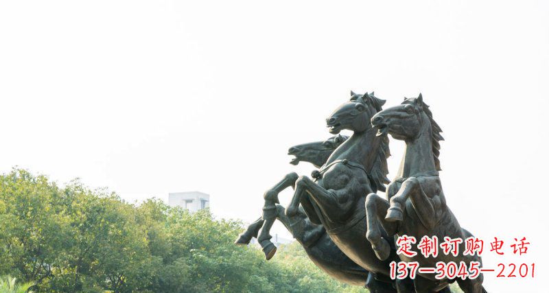 保定中领雕塑出品,精美青铜三匹马铜雕塑