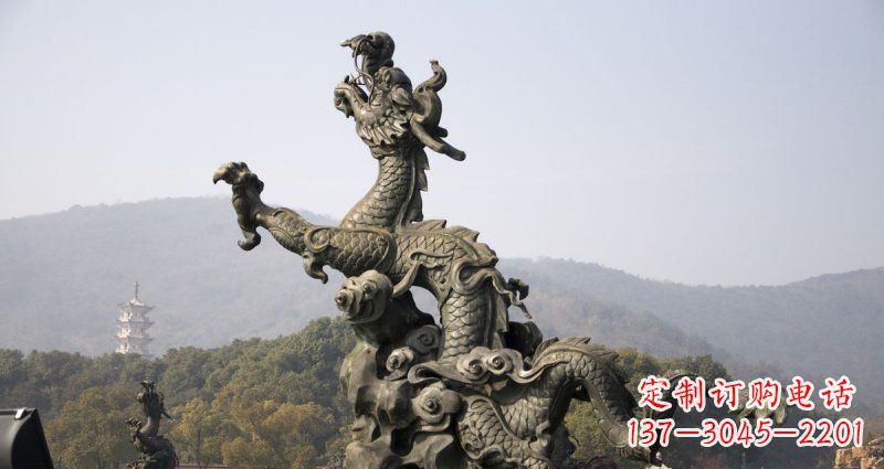 保定中领雕塑|传统青铜神龙出水铜雕