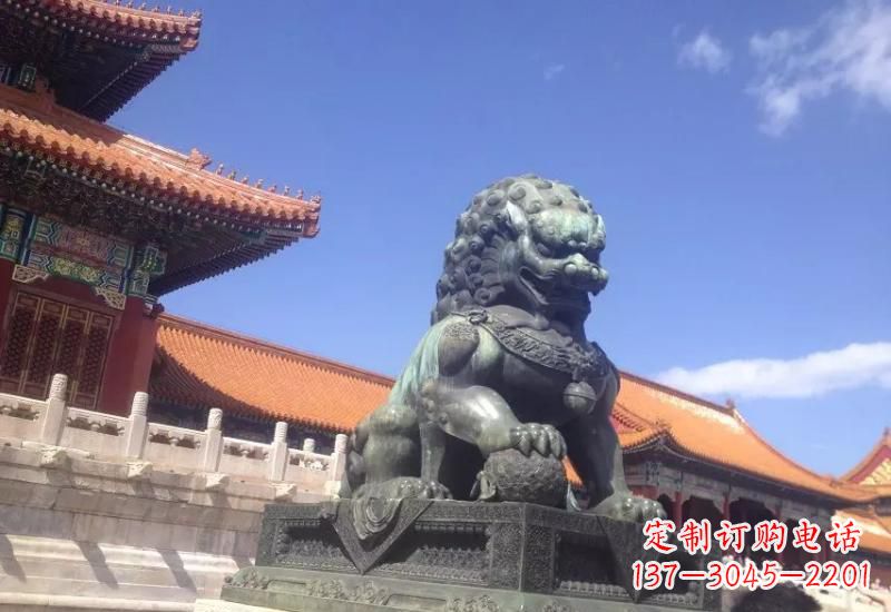 保定精致青铜狮子雕塑,表达荣耀之美