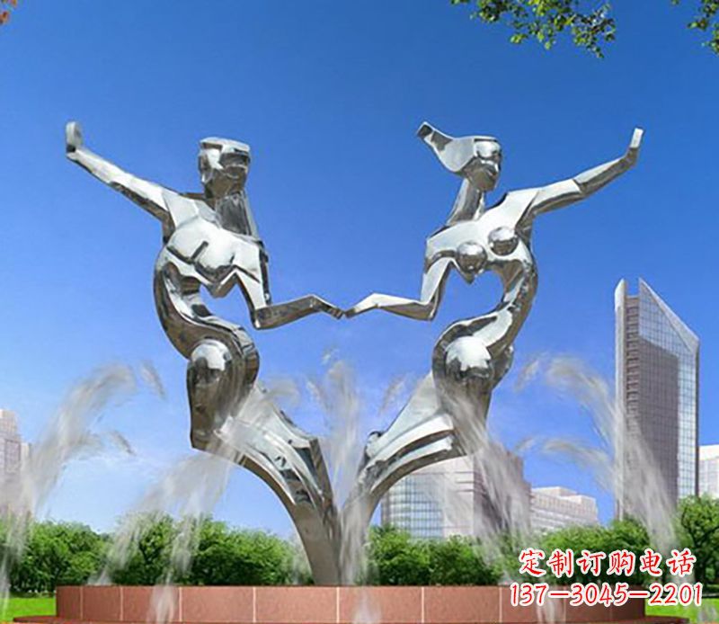 保定爱情镌刻,不锈钢抽象情侣雕塑