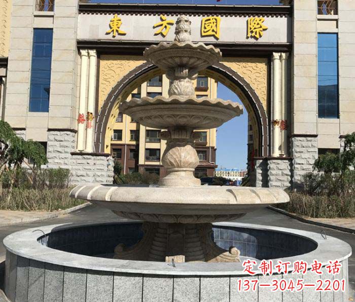 保定三层欧式喷泉石雕,为小区增添质感