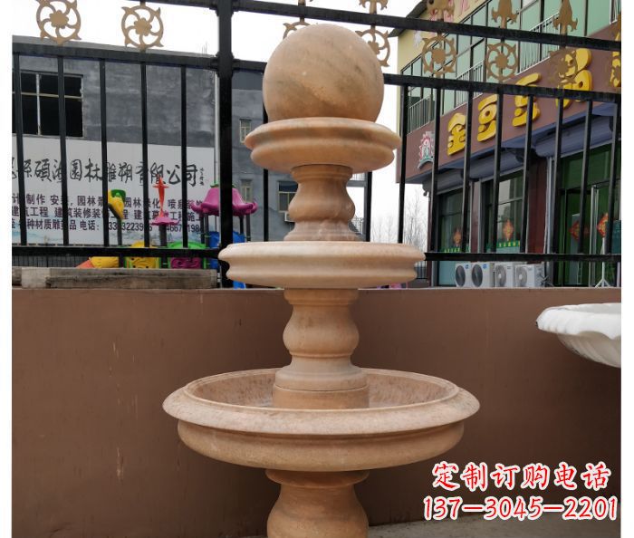 保定风水球石雕,晚霞红别墅装饰精品