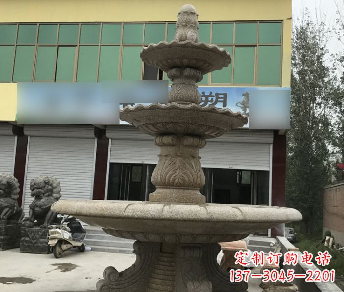 保定三层砂岩喷泉欧式石雕,定制专属你的雕塑