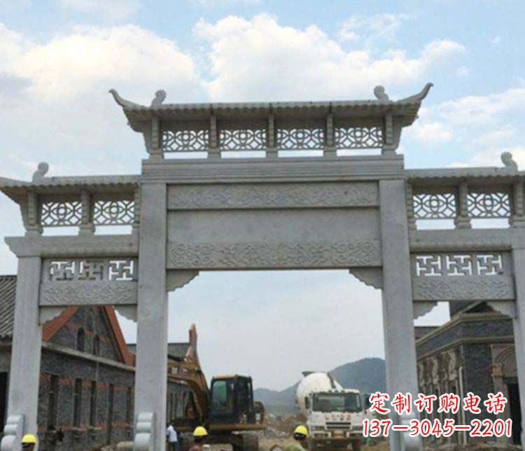 保定三门大理石牌坊石雕 (2)