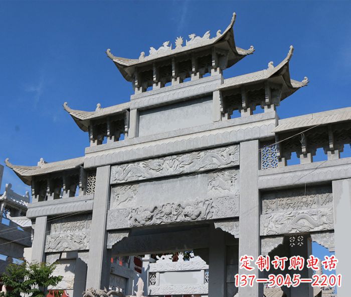 保定三门道路牌坊石雕 (2)