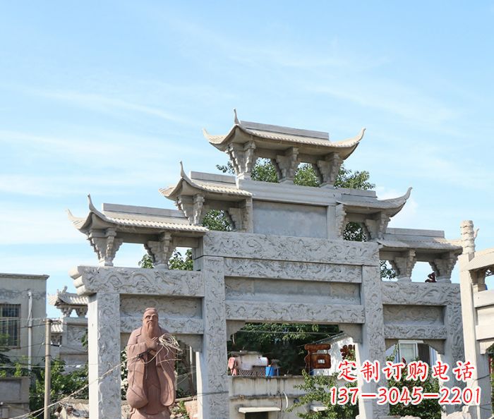 保定三门道路牌坊石雕 (3)