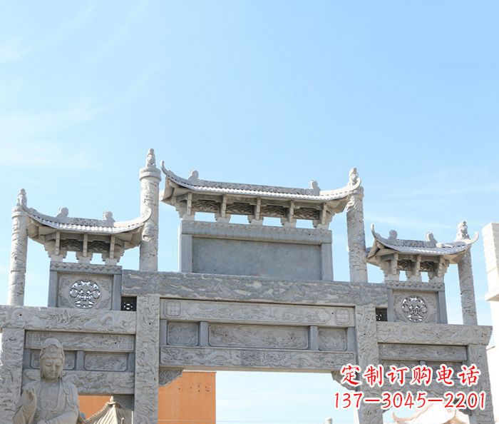 保定三门道路牌坊石雕 (4)