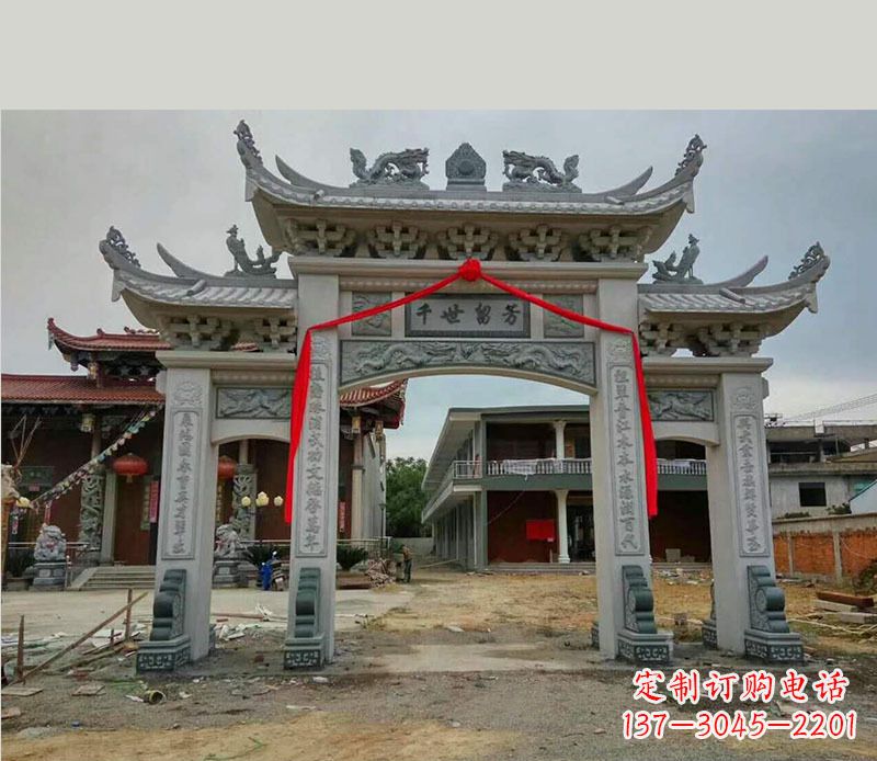 保定以传统工艺为源的独特牌坊石雕