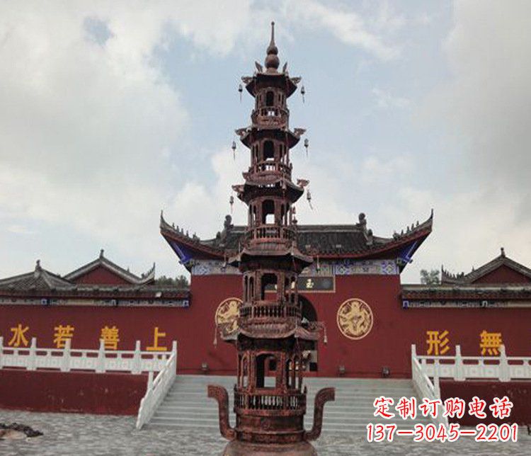 保定三足铜香炉雕塑,精美绝伦