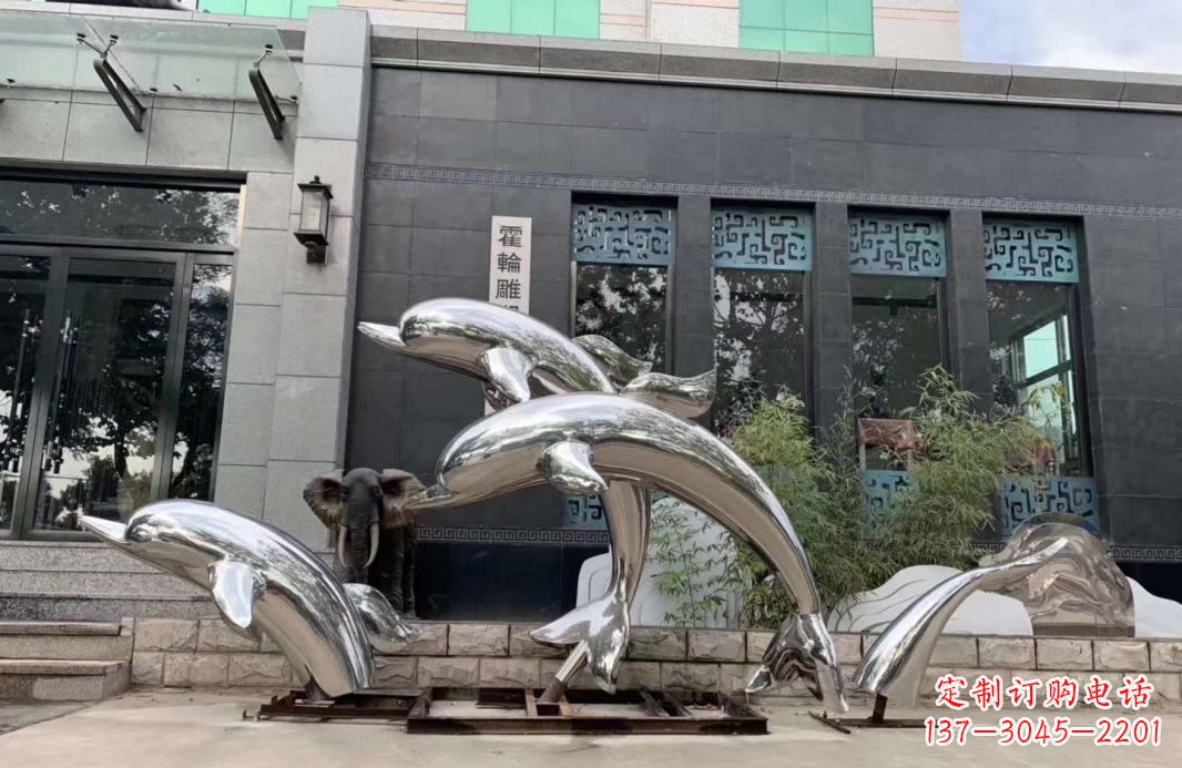 保定高端定制不锈钢海豚雕塑