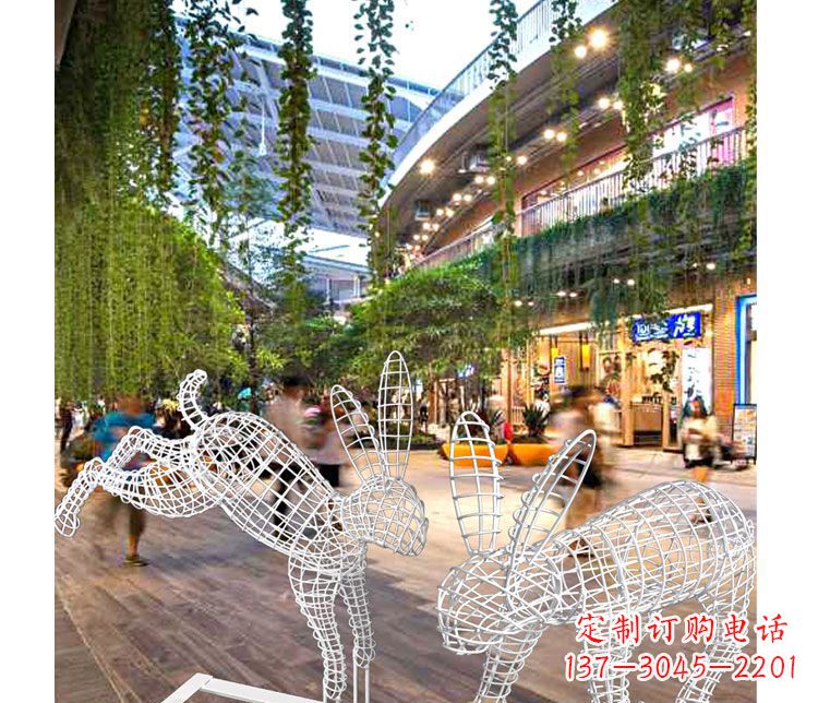 保定商场休闲镂空兔子不锈钢雕塑