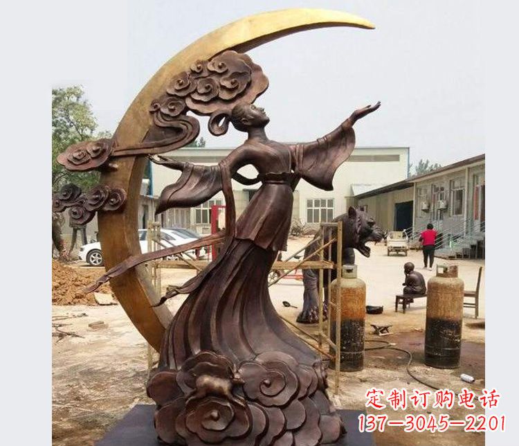 保定中领雕塑：精美嫦娥月亮铜雕