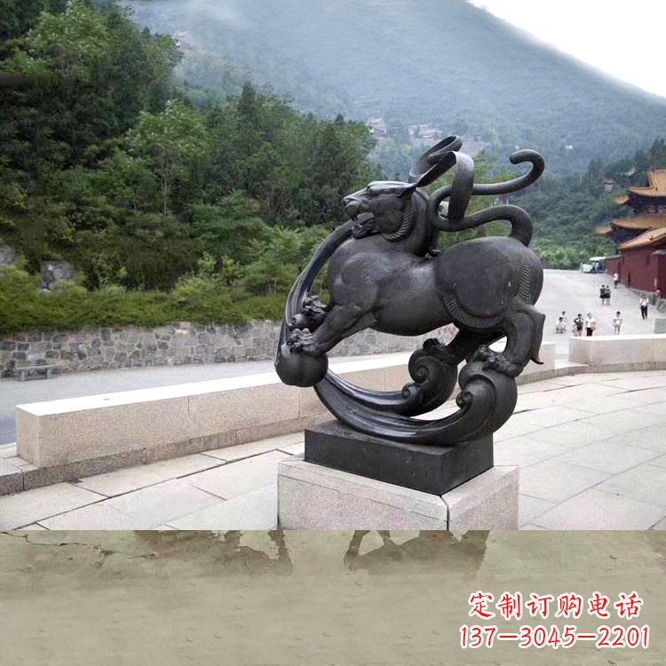 保定神兽白虎铜雕塑,雕刻出传统中国文化之精髓