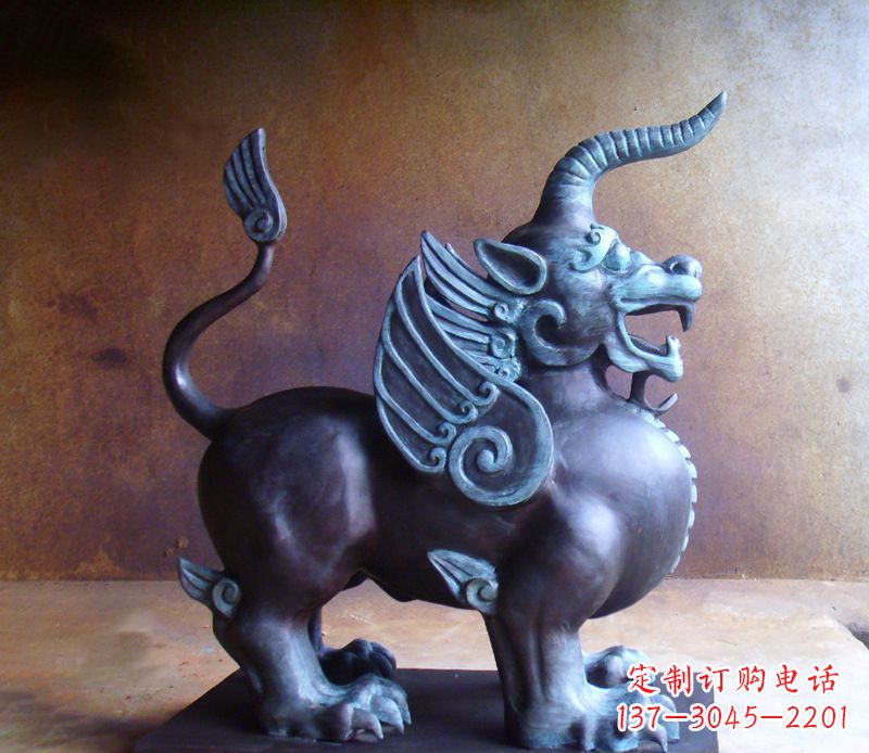 保定传承中国神兽文化的独角兽铜雕塑