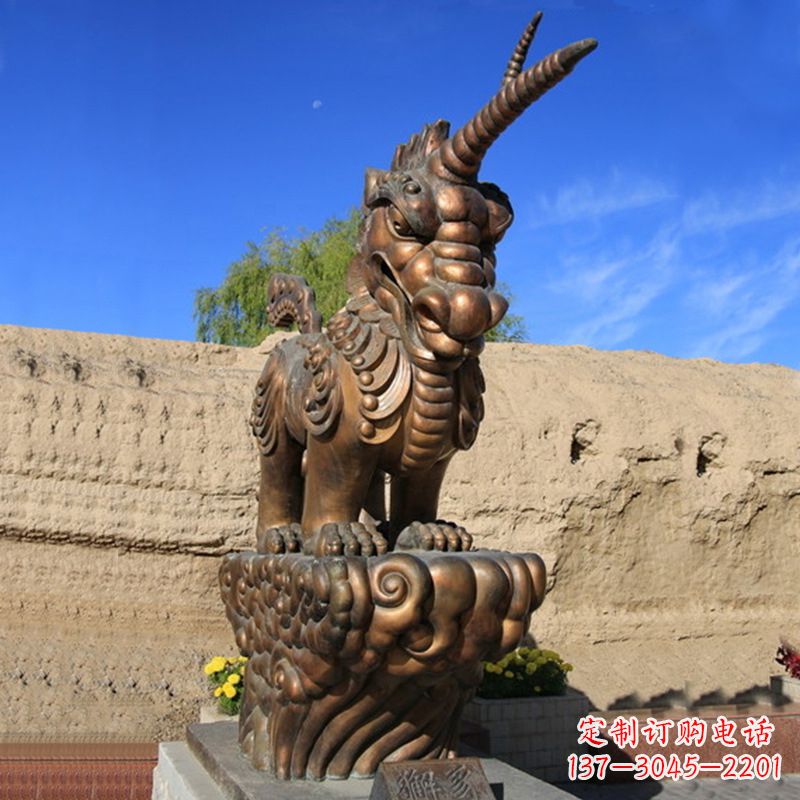 保定神兽獬豸古铜雕塑摆件