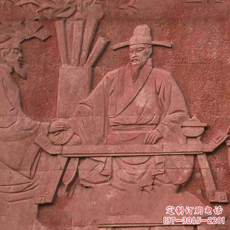 保定沈括砂岩浮雕,重现学校历史名人壁画