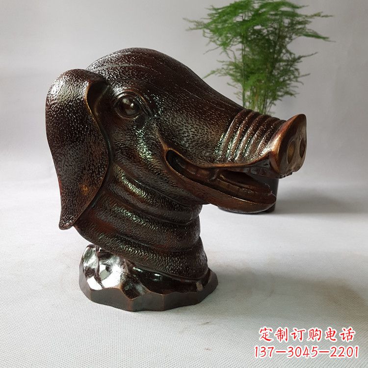 保定精美完美的生肖猪铜兽首