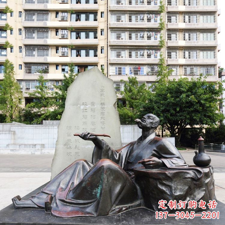 保定诗圣杜甫草堂雕像-小区园林历史名人中国古代诗人情景雕塑