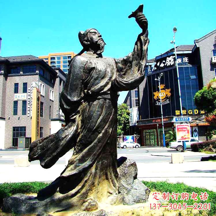 保定经典再现-李白铜雕塑