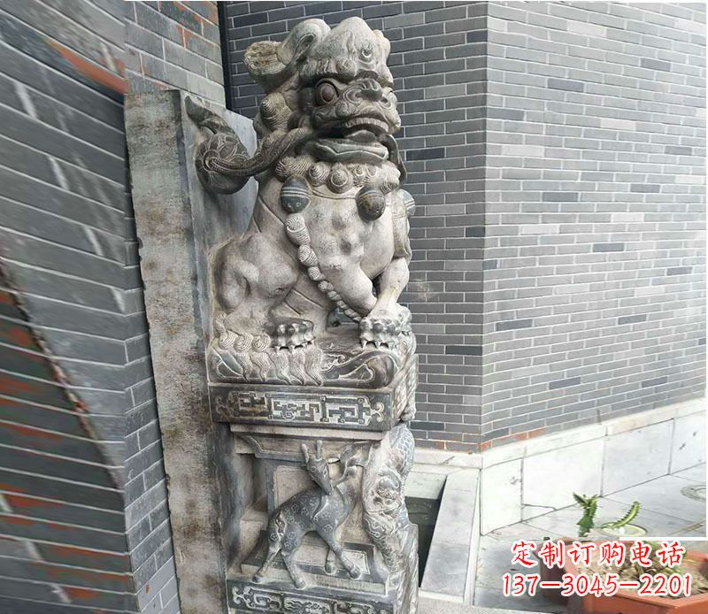 保定中领雕塑仿古石门墩石雕