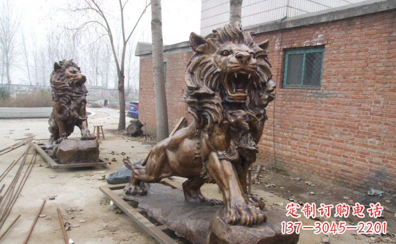 保定狮子企业动物铜雕