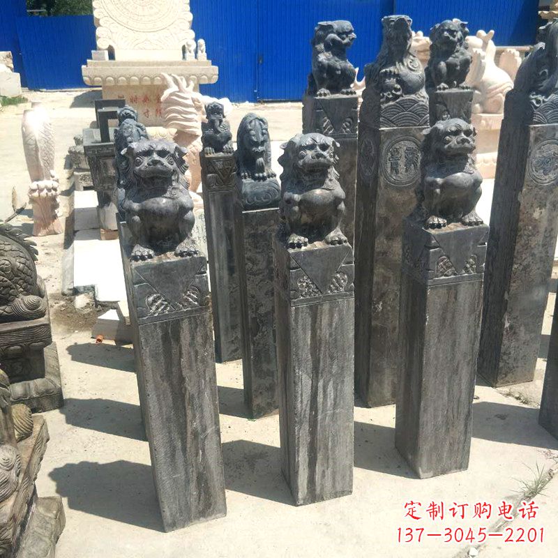 保定狮子拴马桩雕塑,展现国之雄风