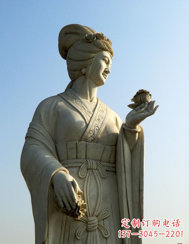 保定十二花神之十月芙蓉花花蕊夫人汉白玉古代美女雕像