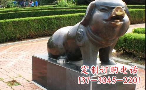 保定古典中国十二生肖猪铜雕塑