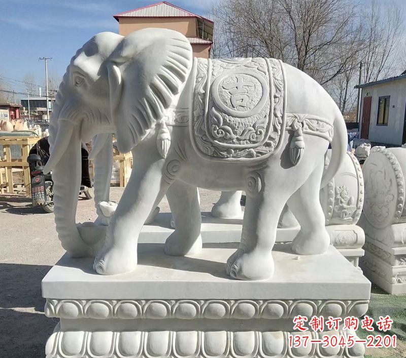 保定中领雕塑精美石材大象雕塑