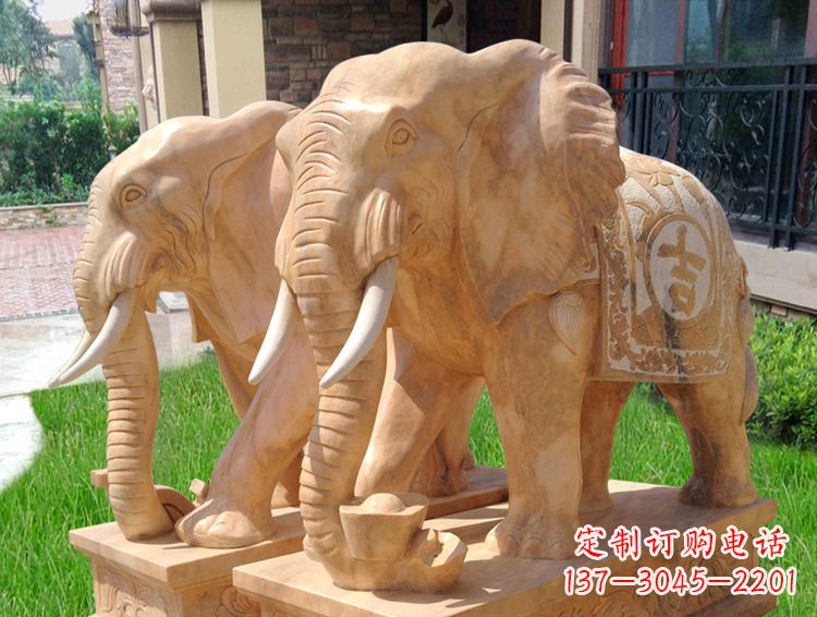 保定石雕大象风水的精美雕塑
