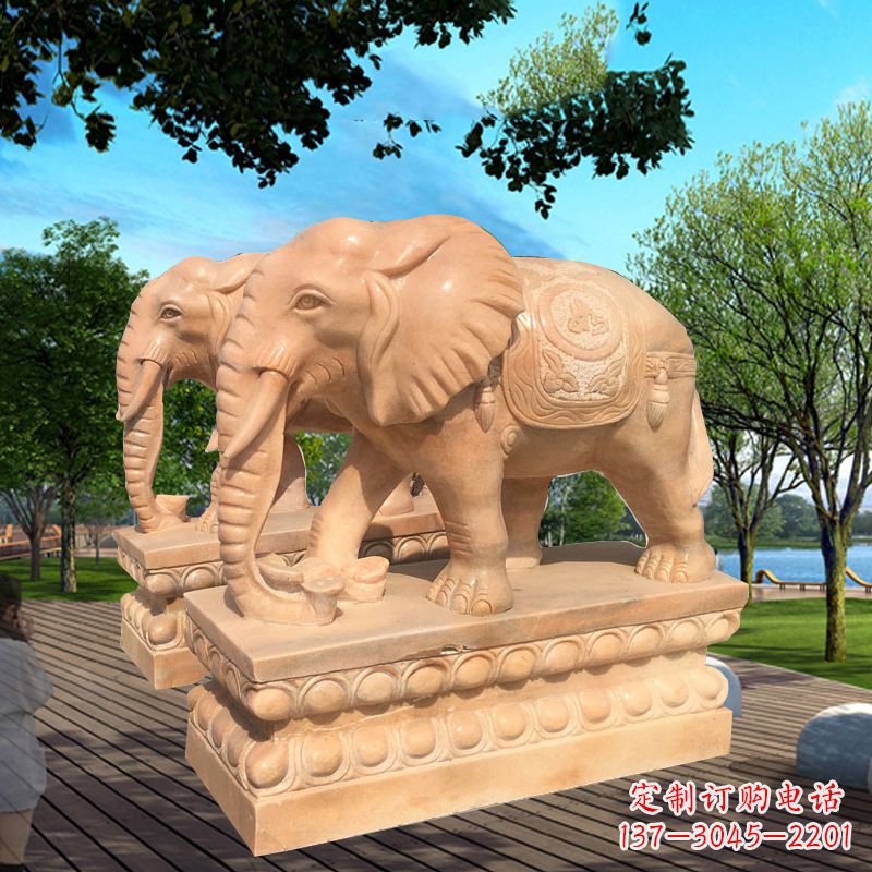 保定多色大象塑像,艺术雕刻体现彩色生活