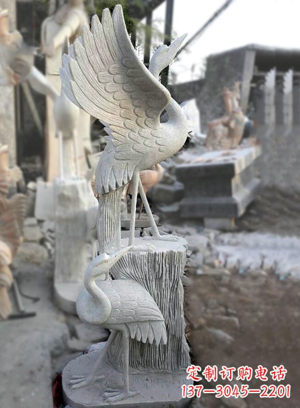 保定石雕仙鹤景观摆件