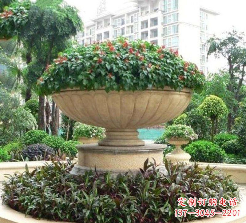 保定石雕小区花盆