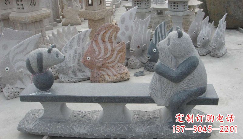 保定石雕熊猫座椅