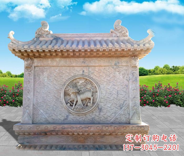 保定石浮雕麒麟庭院影壁