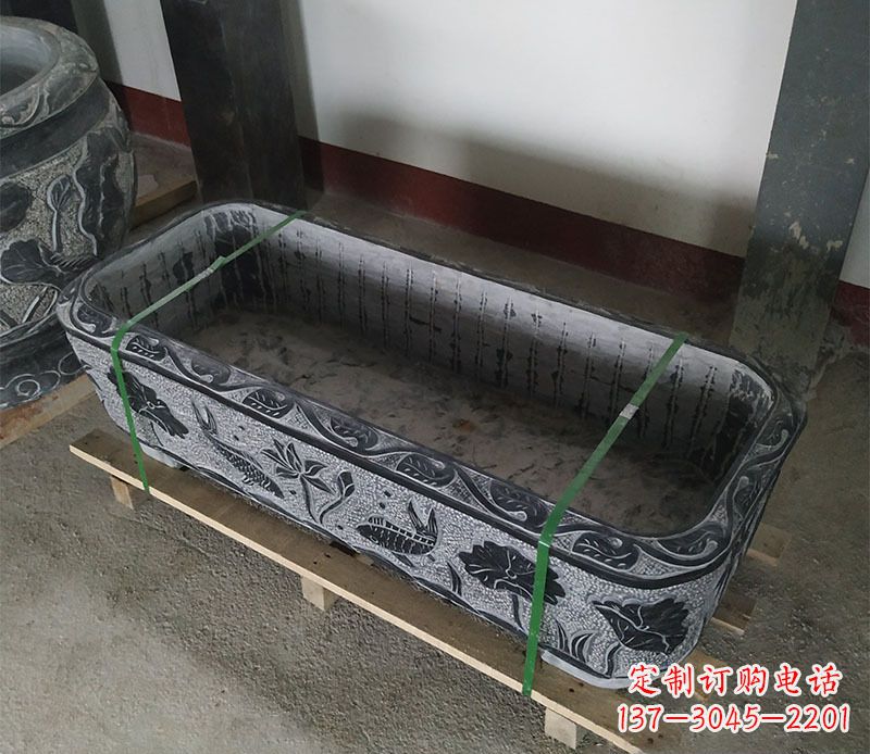 保定石浮雕鱼缸仿古鱼缸石雕