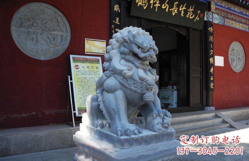 保定石狮子寺庙门口石雕