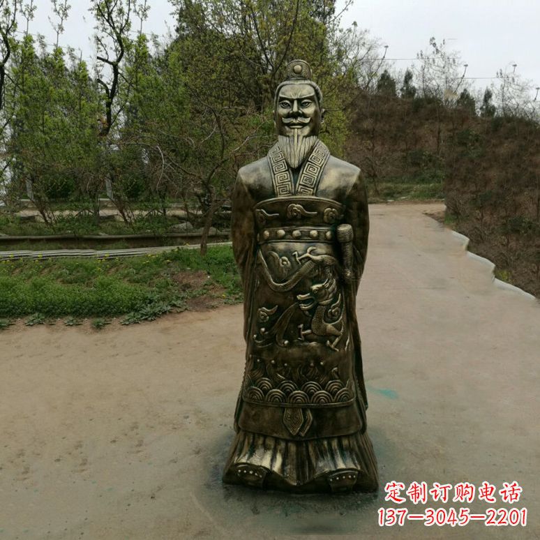 保定始皇嬴政玻璃钢仿铜雕塑