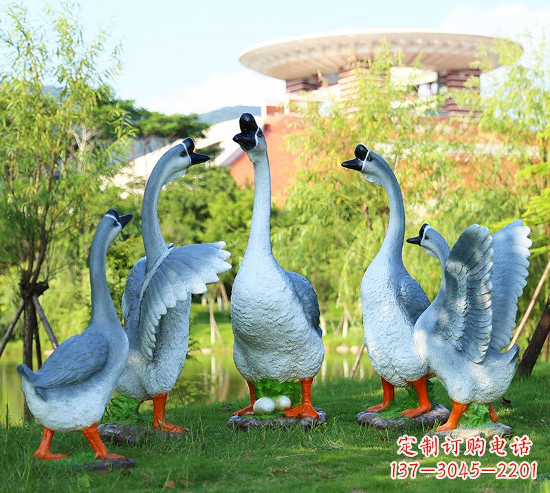 保定树脂工艺品玻璃钢雕塑商场美陈户外园林景观装饰品仿真动物鹅摆件
