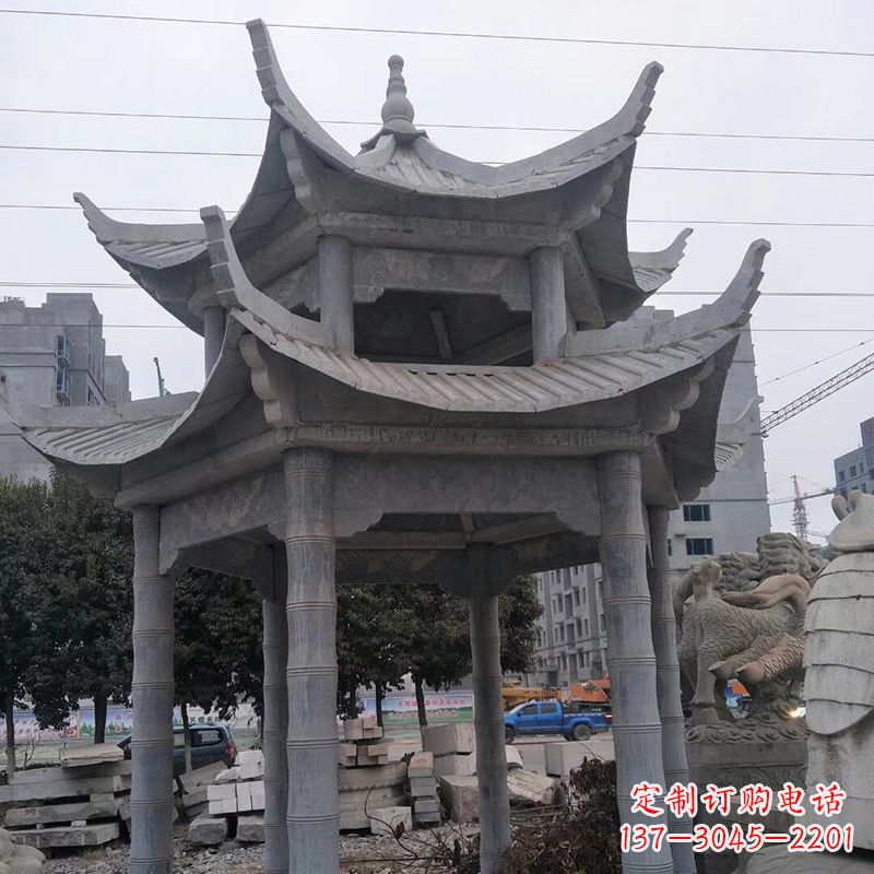 保定双层八角石雕凉亭