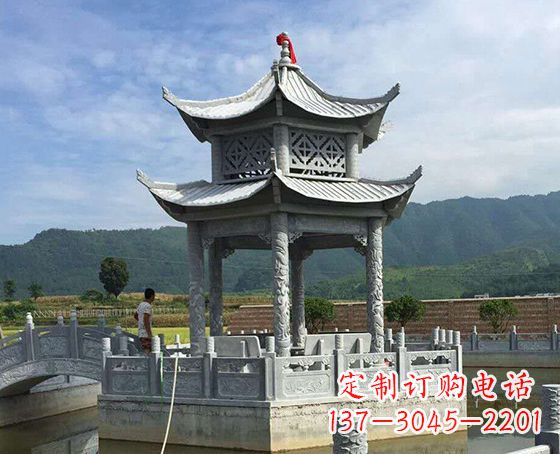 保定双层仿古凉亭石雕_1
