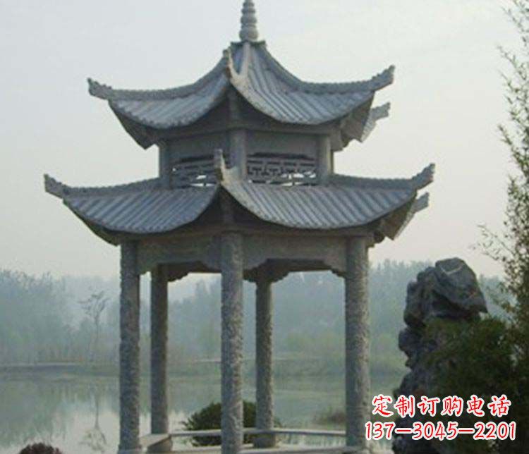 保定双层仿古凉亭石雕_2