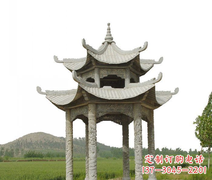 保定双层仿古石雕凉亭