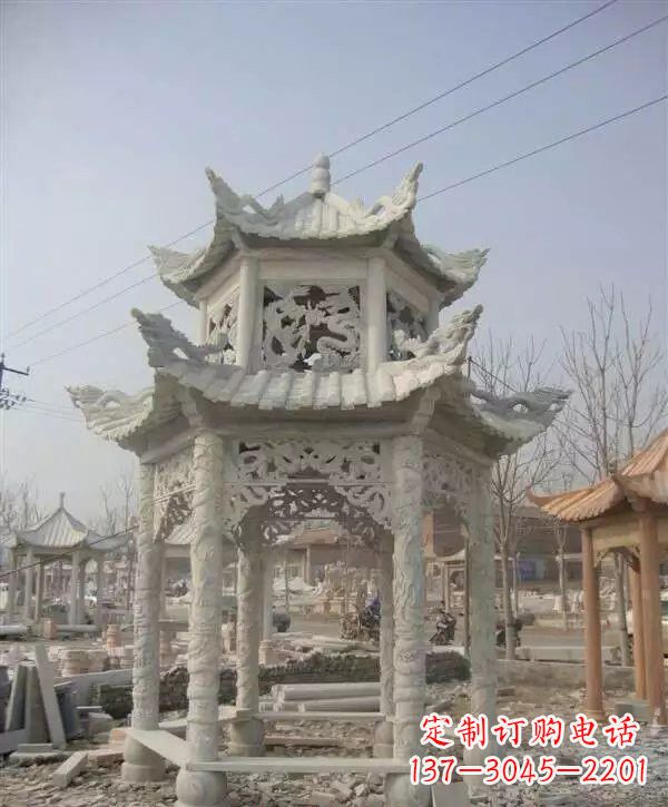 保定双层凉亭石雕