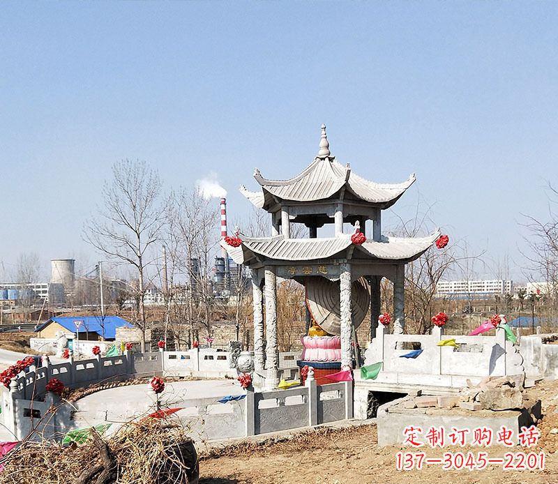 保定双层石凉亭石雕 (2)