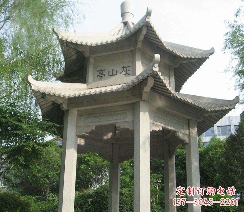 保定双层石凉亭石雕