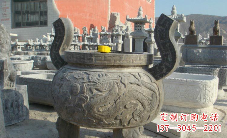 保定双龙戏珠浮雕香炉铜雕