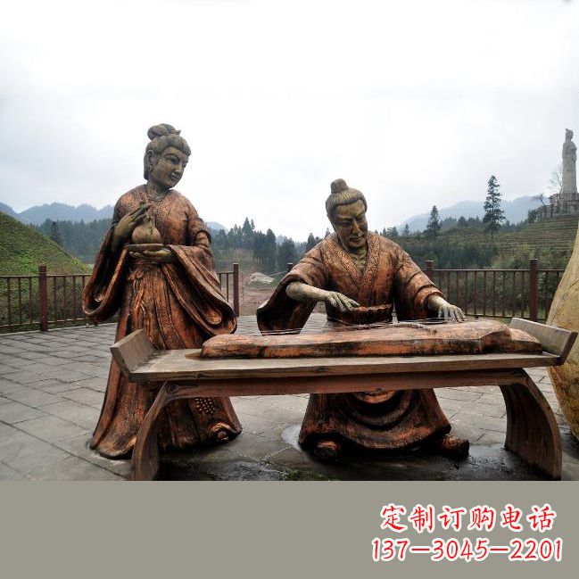 保定司马相如与卓文君铜雕塑像-城市广场历史名人情景雕塑
