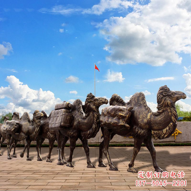 保定丝绸之路骆驼队仿铜景观雕塑