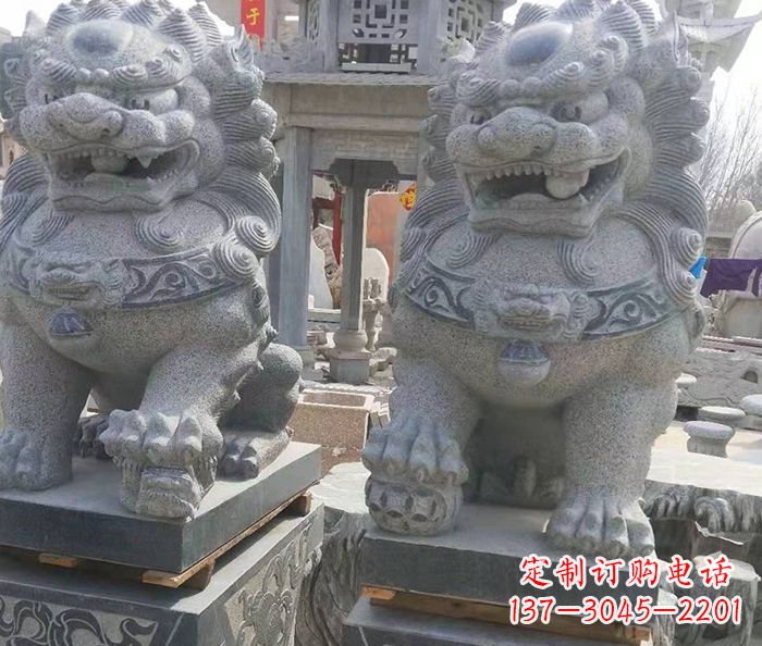 保定寺庙景观仿古石狮子 (3)